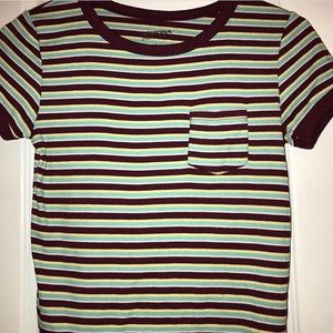 Arizona Maroon, Yellow, & Blue Stripped crop top